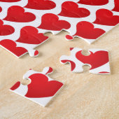 Big Red Hearts patroon witte Valentijnsdag Legpuzzel (Zijkant)