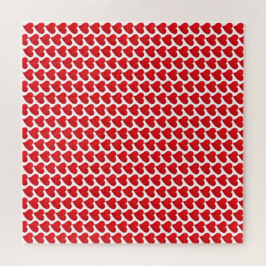 Big Red Hearts patroon witte Valentijnsdag Legpuzzel (Horizontaal)