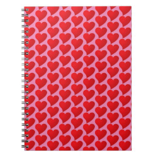 Big Red Hearts roze patroon Notitieboek