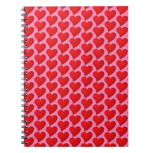 Big Red Hearts roze patroon Notitieboek (Voorkant)