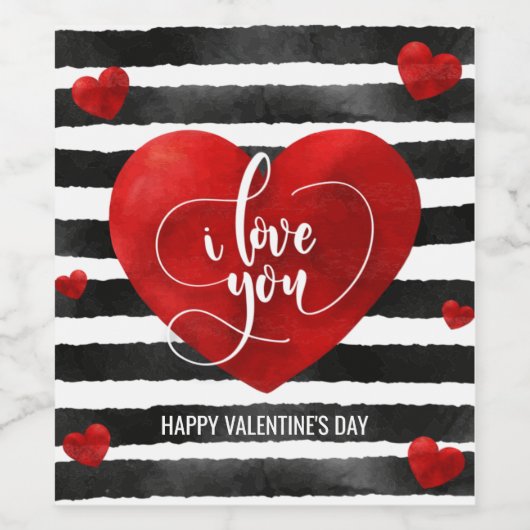 Big Red Hearts zegt: "Ik hou van je" Wijnlabels Wijn Etiket (Enkel label)