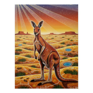 Big Red Kangaroo in Australian outback Perfect Poster