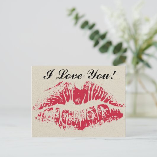 Big Red Kiss Valentijnsdag voor hem Feestdagenkaart (Staand voorkant)