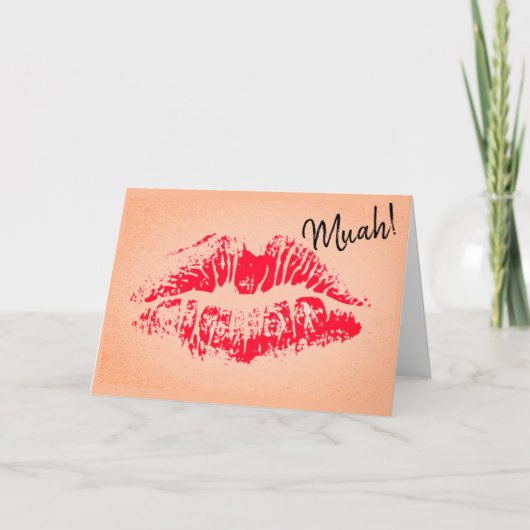 Big Red Kiss voor zijn Valentijnsdag Feestdagen Kaart (Voorkant)