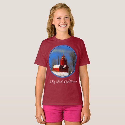 Big Red Lighthouse Painting - Original T-Shirt (Voorkant volledig)