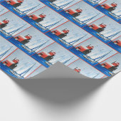 Big Red Lighthouse Waterverf Cadeaupapier (Hoek)