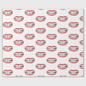 Big Red Lips met Teeth Cadeaupapier (Vlak)