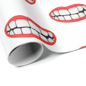 Big Red Lips met Teeth Cadeaupapier (Rol Hoek)