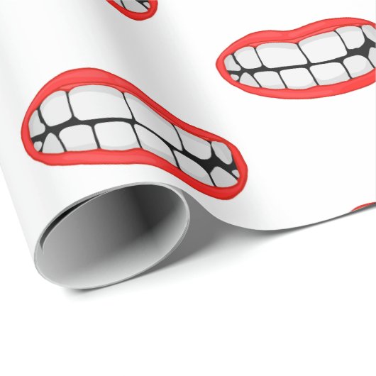 Big Red Lips met Teeth Cadeaupapier (Rol Hoek)