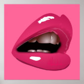 Big Red Lips Roze Poster (Voorkant)