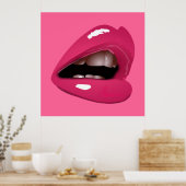 Big Red Lips Roze Poster (Keuken)