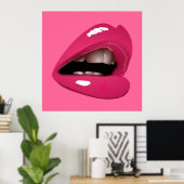 Big Red Lips Roze Poster (Thuiskantoor)