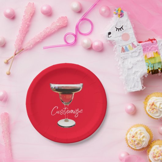 Big Red Margarita Cocktail Drink Thunder_Cove Papieren Bordje (Feest)