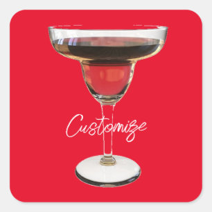 Big Red Margarita Cocktail Drink Thunder_Cove Vierkante Sticker