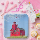 Big Red Michigan Lighthouse Papieren Bordje (Feest)