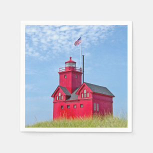 Big Red Michigan Lighthouse Servet