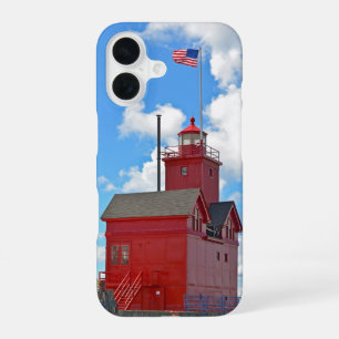 "Big Red" Michigan vuurtoren iPhone 16 Hoesje