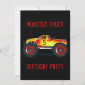 Big Red Monster Truck Birthday Party Kaart (Achterkant)