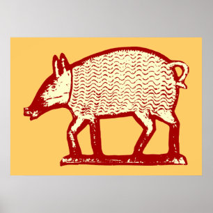Big Red Pig: Folk Art voor Country Kitchen, Bistro Poster