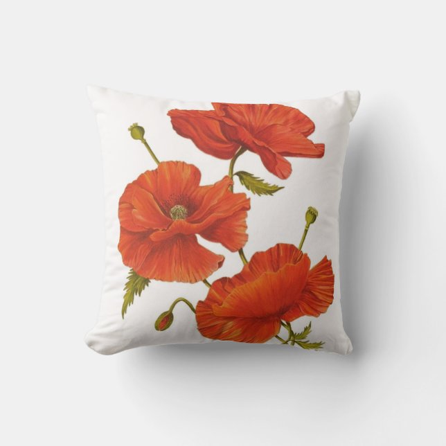Big Red Poppy Cushion Kussen (Voorkant)