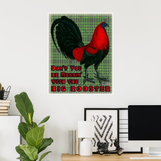 Big Red Rooster Poster (Thuiskantoor)
