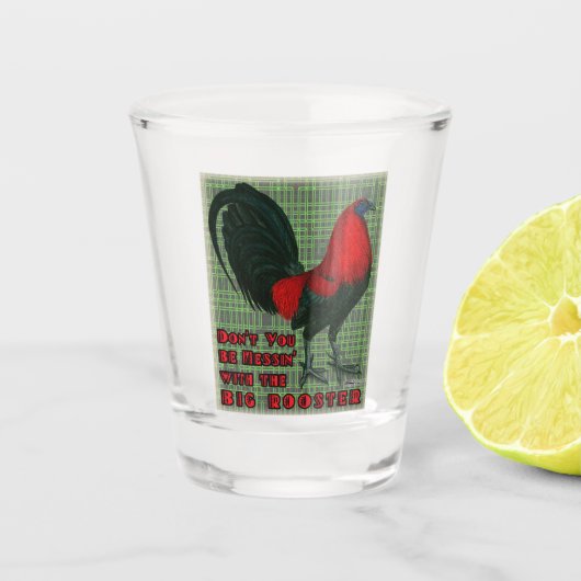 Big Red Rooster Shot Glas (Voorkant)