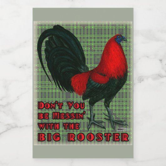 Big Red Rooster Voedselcontainer Etiket (Enkel label)