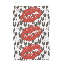 Big Red Smooch Golf Towel