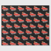 Big Red Vintage-auto, cadeautjes en kerstmis Cadeaupapier (Vlak)