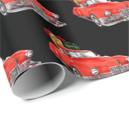 Big Red Vintage-auto, cadeautjes en kerstmis Cadeaupapier
