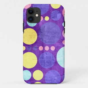 Big Retro Polka Dots   Gele Paarse Vintage Case-Mate iPhone Case