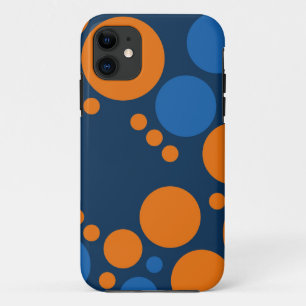 Big Retro Polka Dots Oranje blauw iPhone 11 Hoesje