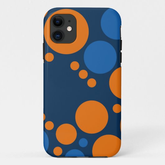 Big Retro Polka Dots | Oranje blauw Case-Mate iPhone Case (Achterkant)