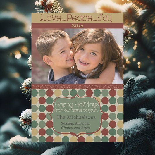 Big Retro Stippen Photo Holiday Kaart