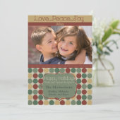 Big Retro Stippen Photo Holiday Kaart (Staand voorkant)