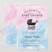 Big Reveal Roze + Blauw Baby shower Kaart (Voorkant / Achterkant)