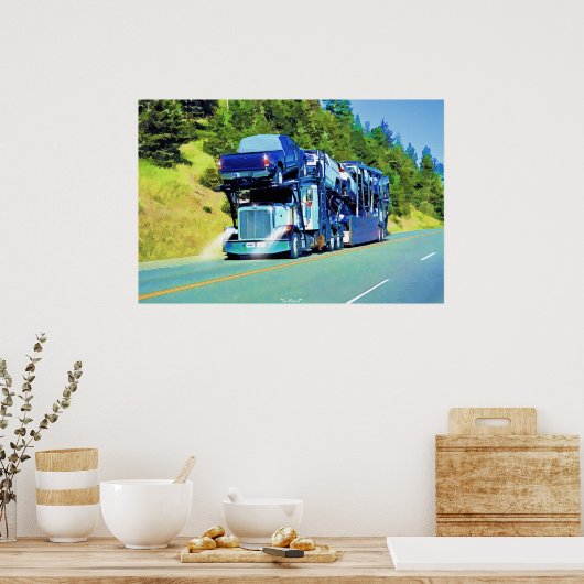 Big Rig Car Transporter Truck-Driver Art Poster (Keuken)
