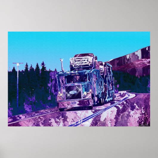 Big Rig Car Transporter Truck-Driver Art Poster (Voorkant)