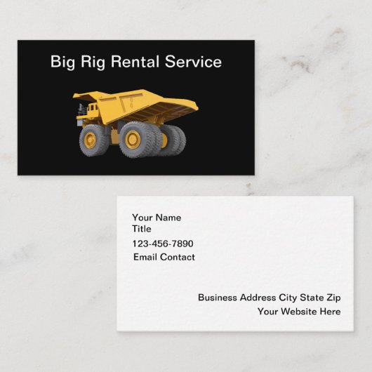 Big Rig Construction Rental Service Visitekaartje (Voorkant / Achterkant)