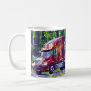 Big Rig Red Cargo Truck voor kinderen en truckers Koffiemok