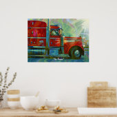 Big Rig Red FreightlinerTruck Driver's Art Poster (Keuken)