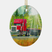 Big Rig Red Truck Heavy Transport Vehicle Keramisch Ornament (Rechts)