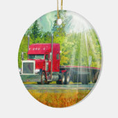 Big Rig Red Truck Heavy Transport Vehicle Keramisch Ornament (Links)