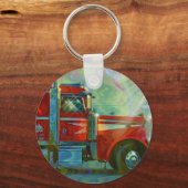 BIG RIG RED VRACHTWAGEN Art Sleutelhanger (Voorkant)