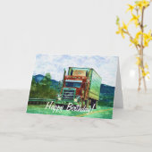 Big Rig Road-liner Truck-lover Birthday Kaart (Gele Bloem)