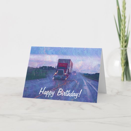 Big Rig Road-liner Truck-lover Birthday Kaart (Voorkant)