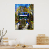 Big Rig Truck Highway Driving Transport Art Poster (Keuken)