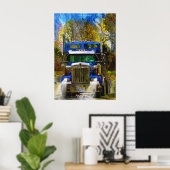 Big Rig Truck Highway Driving Transport Art Poster (Thuiskantoor)