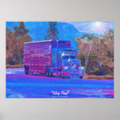 Big Rig Truck Highway Driving Transport Art Poster (Voorkant)