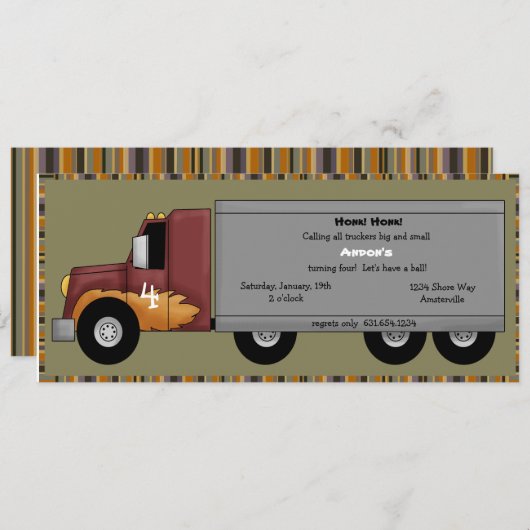 Big Rig Uitnodiging (Voorkant / Achterkant)